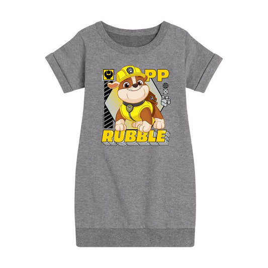 Girls' - Paw Patrol - Rubble Graphic Graphic Short Sleeve Fleece Dress