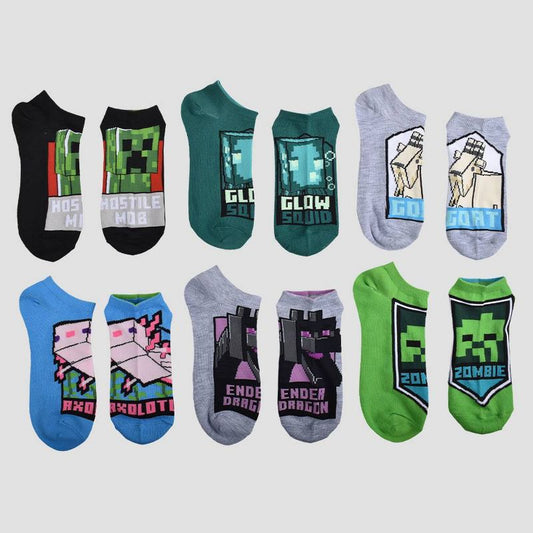 Boys' Minecraft 6pk No Show Socks - Green