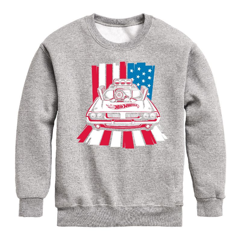 Boys' - Hot Wheels - USA Stripes Graphic Long Sleeve Fleece Sweatshirt