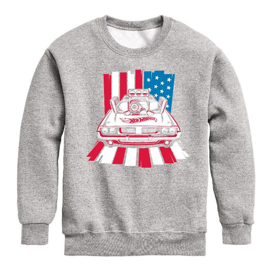 Boys' - Hot Wheels - USA Stripes Graphic Long Sleeve Fleece Sweatshirt