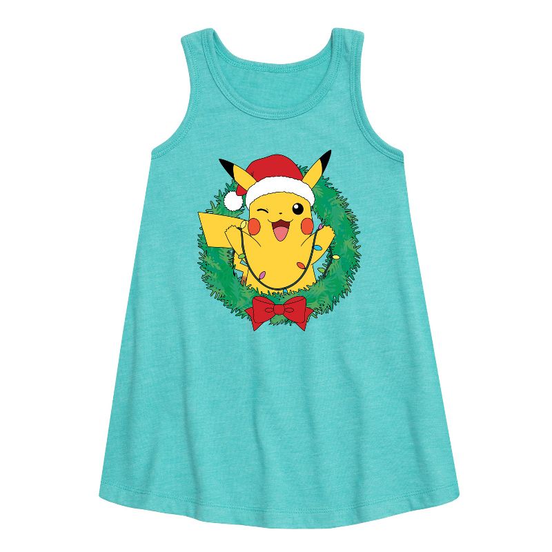 فستان بناتي - بوكيمون - بيكاتشو لايت إكليل الزهور بدون أكمام بتصميم خطي