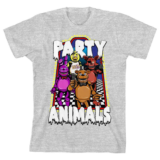 Five Nights At Freddy's Party Animals Youth Athletic Heather Crew Neck Short Sleeve T-shirt