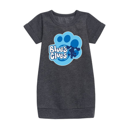 Girls' - Blue's Clues & You! - Blue Clues Paw Logo Graphic Short Sleeve Fleece Dress