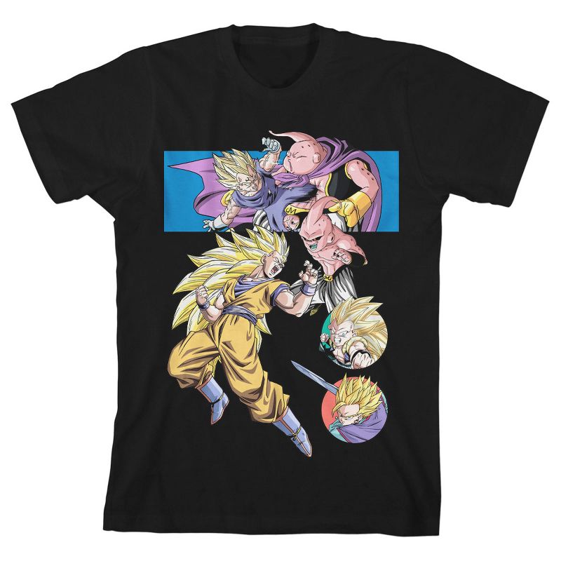 Dragon Ball Z Majin Buu Vs Gohan Goku Trunks And Vegeta Youth Black T-shirt
