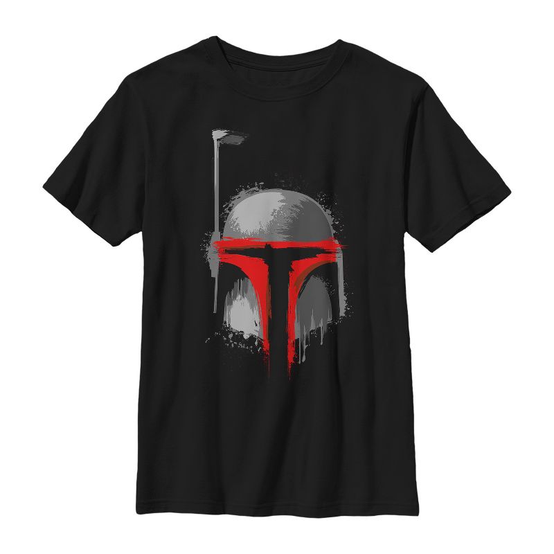 Boy's Star Wars Messy Boba Fett Painted Helmet T-Shirt