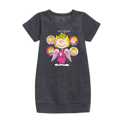 Girls' - Peanuts - Sally Angel Graphic Short Sleeve Fleece Dress