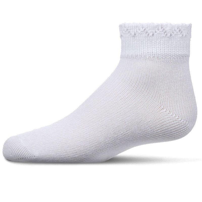 Memoi Girls Crochet Ruffle-Trim Mercerized Cotton Blend Ankle Sock