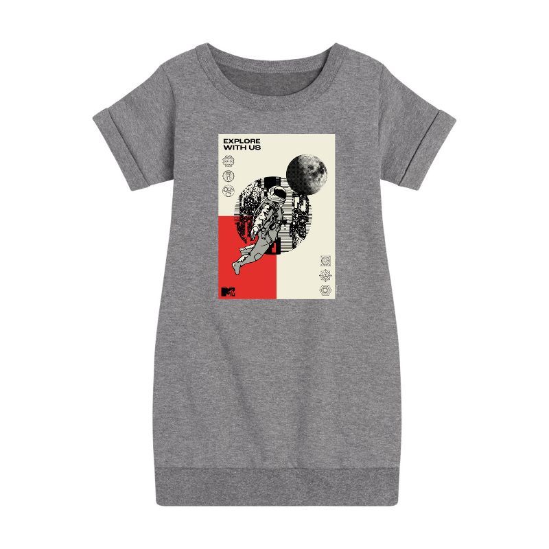 فستان صوف بأكمام قصيرة من إم تي في للبنات - استكشف معنا