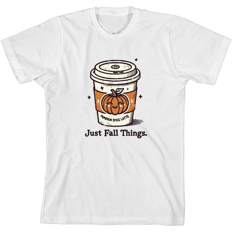 تي شيرت شبابي بأكمام قصيرة ورقبة دائرية من Just Fall Things Pumpkin Spice Latte