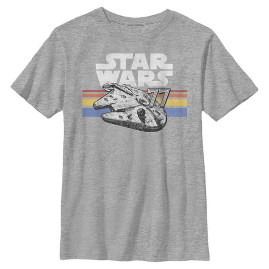 Boys Star Wars Millennium Falcon 77' Vintage Stripes T Shirt