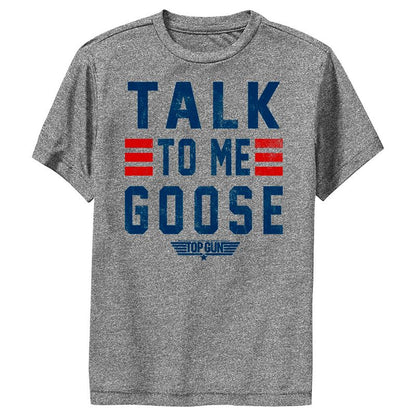 تي شيرت أداء للأولاد يحمل اقتباسات من Top Gun Talk to Me Goose