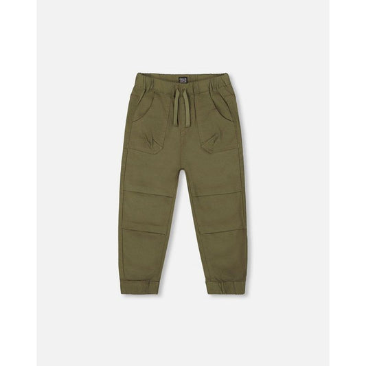 Deux par Deux Boy Stretch Twill Jogger Pant زيتوني داكن