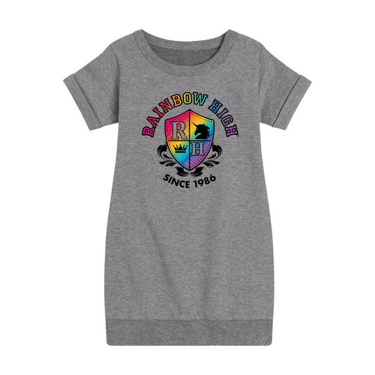 Girls' - Rainbow High - School Crest Graphic Short Sleeve Fleece Dress