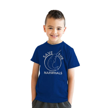 Youth Save The Narwhals T Shirt Funny Narwhal Unicorn Shirt For Kids - Crazy Dog Youth T Shirt