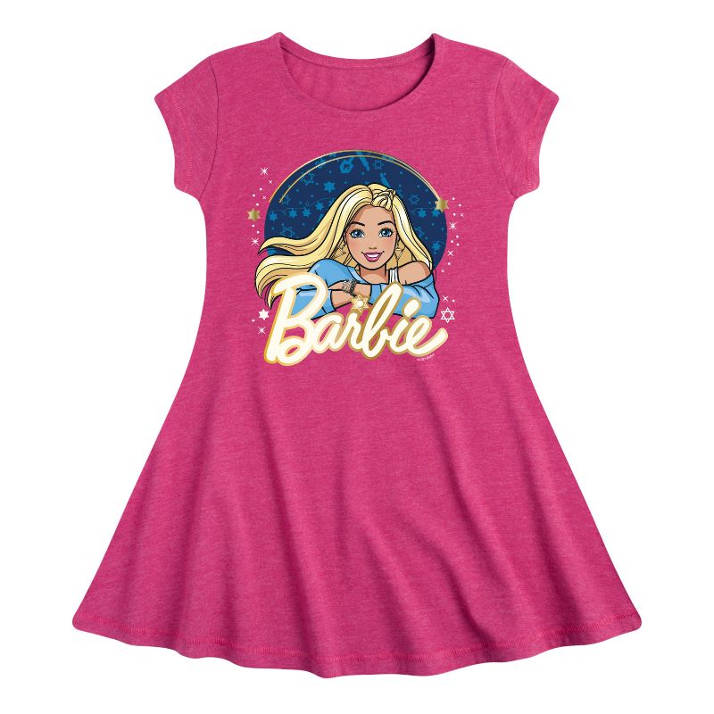 فستان باربي - مناسب للعطلات الشتوية بأكمام قصيرة - للبنات