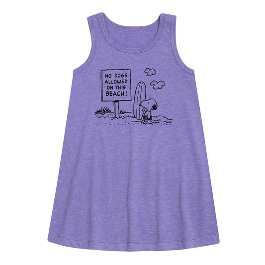 Girls' - Peanuts - No Dogs Allowed Graphic Sleeveless Aline Dress
