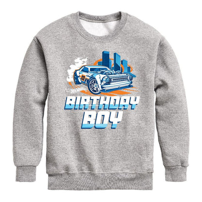 Boys' - Hot Wheels - Birthday Boy Graphic Long Sleeve Fleece Sweatshirt