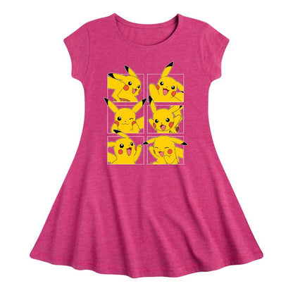 Girls' - Pokémon - Pikachu Grid Fit & Flair Cap Sleeve Dress