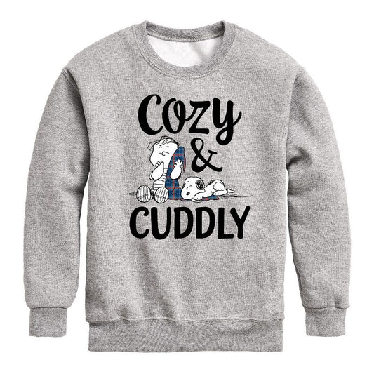 Boys' - Peanuts - Snoopy and Linus Cozy And Cuddly Graphic Long Sleeve Fleece Sweatshirt