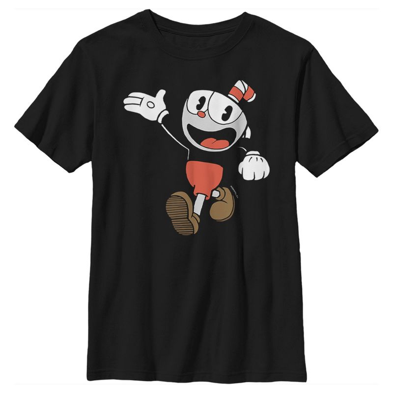 Boy's Cuphead Friendly Hello Cuphead T-Shirt
