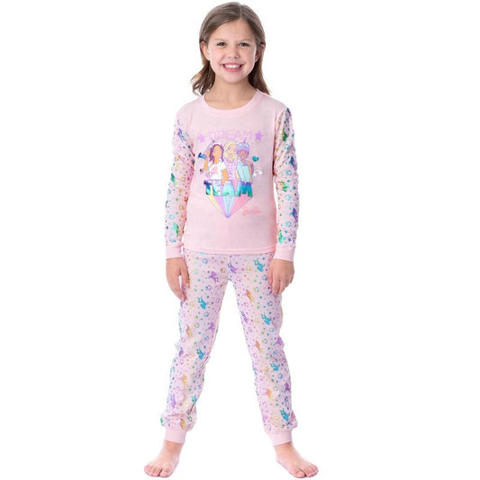 Mattel Girls' Barbie Dream Team Unicorn Best Friend Sleep Pajama Set Pink