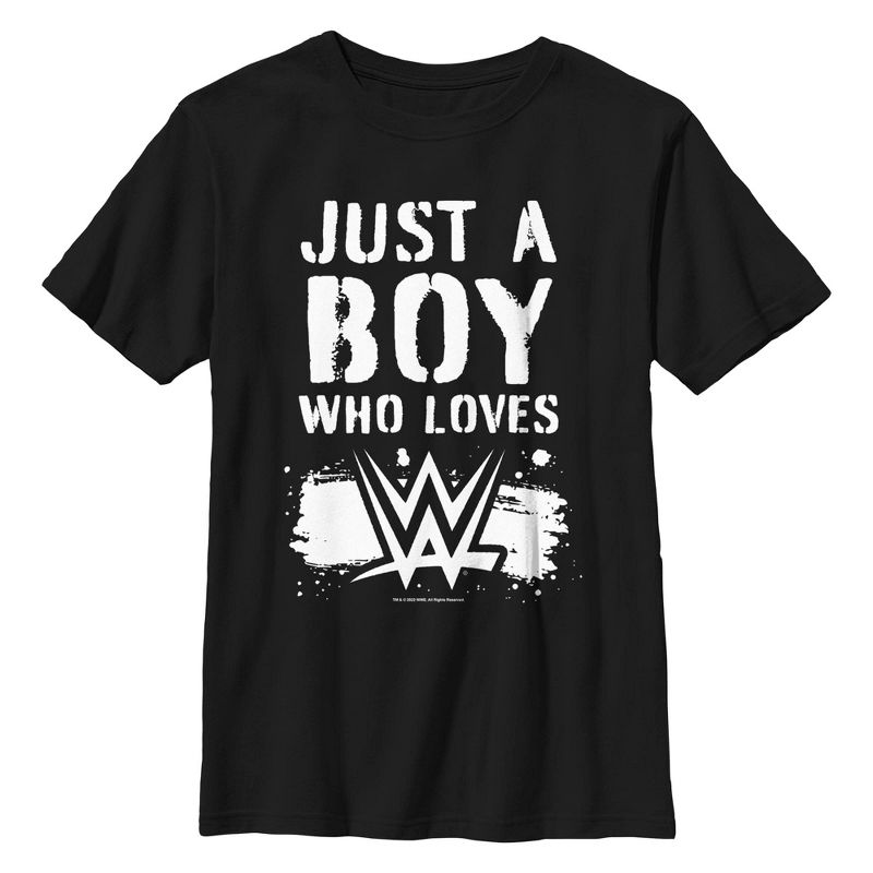 تي شيرت WWE للأولاد مطبوع عليه عبارة "فتى يحب المصارعة"