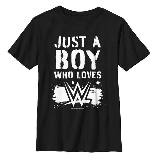 تي شيرت WWE للأولاد مطبوع عليه عبارة "فتى يحب المصارعة"