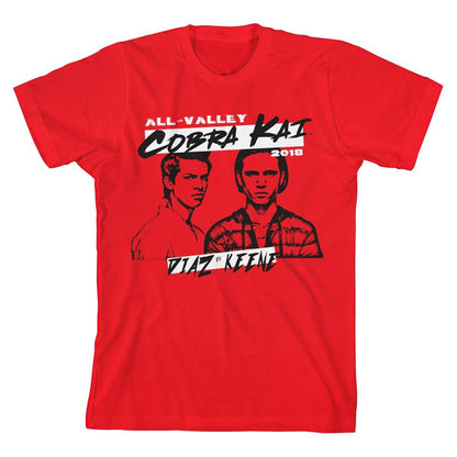Cobra Kai All Valley 2018 Diaz Vs Keene Youth Boy's Red T-Shirt