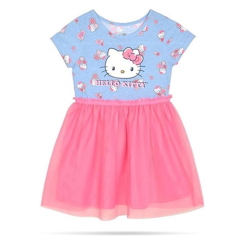 فساتين تول كاجوال بأكمام قصيرة للفتيات الصغيرات/الكبيرات من Hello Kitty