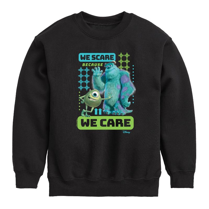 Boys' - Disney - We Scare Because We Care Graphic Long Sleeve Fleece Sweatshirt