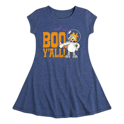 Girls' - SpongeBob SquarePants - Sandy Boo Y'all Fit & Flair Cap Sleeve Dress
