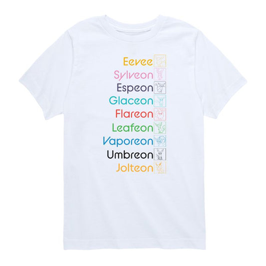 تي شيرت جرافيكي بأكمام قصيرة للأولاد من بوكيمون - إيفوليوشن - أسماء متراكمة