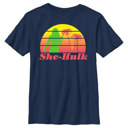 Boy's She-Hulk: Attorney at Law Sunset Green Hero T-Shirt