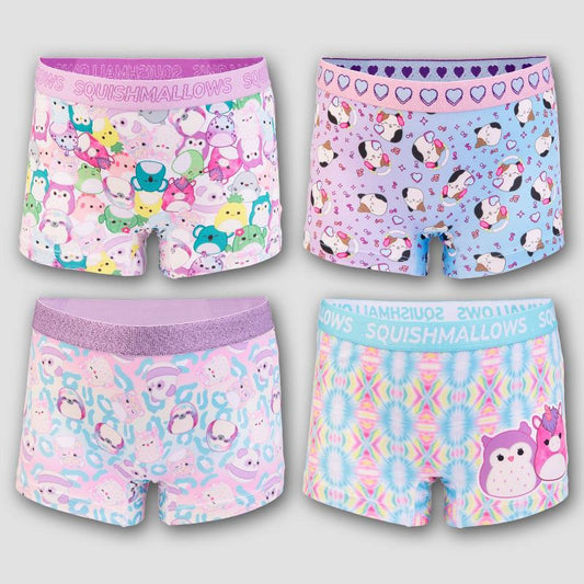 Girls' Squishmallows 4pk Boxer Briefs