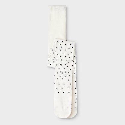 Girls' Fashion Cotton 'Black Dot' Sweater Tights - Cat & Jack™ Off-White