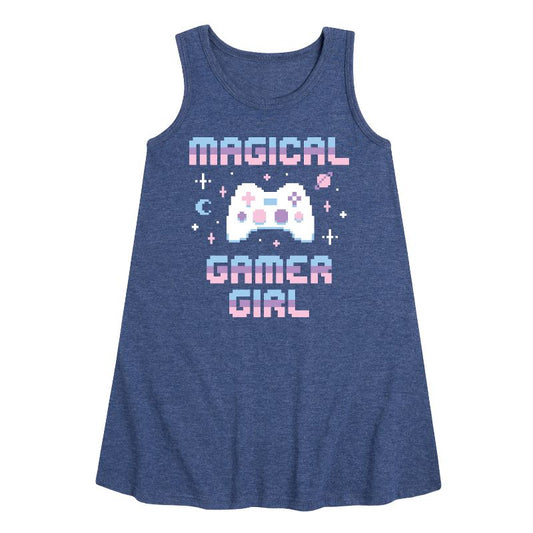 Girls' - Instant Message - Magical Gamer Girl Graphic Sleeveless Aline Dress