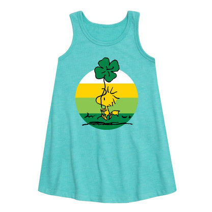 Girls' - Peanuts - Woodstock Shamrock Graphic Sleeveless Aline Dress
