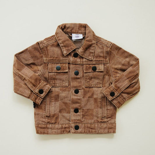 Kids Reed Checkered Denim Jacket - Olive + Scout