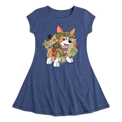 Girls' - Paw Patrol - Tracker Paw Patrol Fit & Flair Cap Sleeve Dress