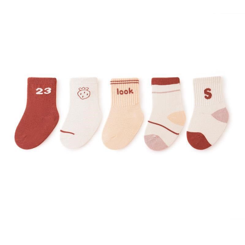 MyKids-USA Baby Unisex Breathable Comfy Preppy Socks 5-Pair Set
