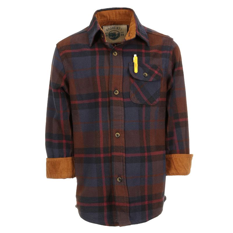 Gioberti Boy's Single Pocket Flannel Shirt with Corduroy Contrast (Part 2)