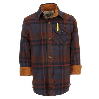 Gioberti Boy's Single Pocket Flannel Shirt with Corduroy Contrast (Part 2)