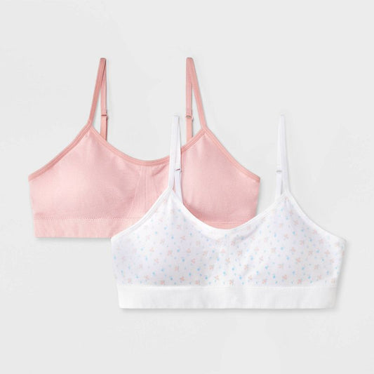 Girls' 2pk 'Floral' Seamless Ruched Bra - art class™ White