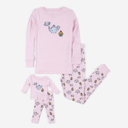 Leveret Girl and Doll Matching Cotton Pajamas - Classic Prints