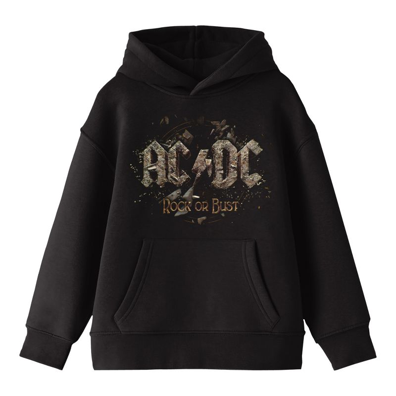 ACDC Logo Boombox Background Long Sleeve Youth Black Sweatshirt