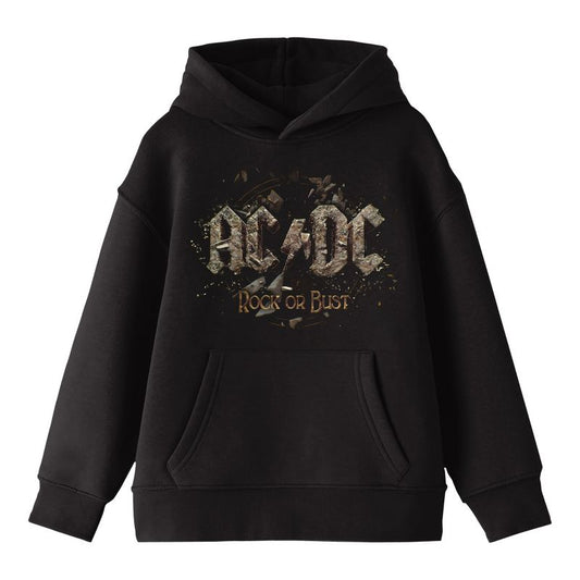 ACDC Logo Boombox Background Long Sleeve Youth Black Sweatshirt