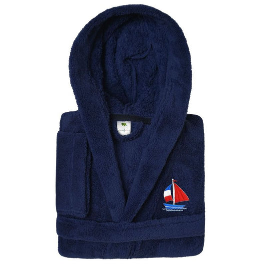 Linum Kids 100% Polyester SUPER PLUSH Double Brushed Hooded Bathrobe - TURTLE , KIDS50-DESIGN
