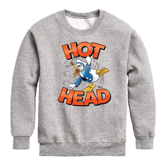 Boys' - Disney - Hot Head Donald Duck Graphic Long Sleeve Fleece Sweatshirt
