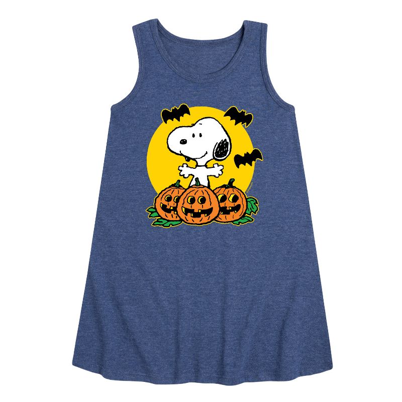 Girls' - Peanuts - Snoopy Pumpkin Patch Graphic Sleeveless Aline Dress