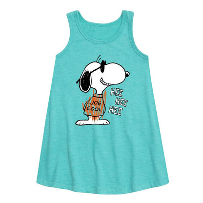 Girls' - Peanuts - Joe Cool Hee Hee Hee Graphic Sleeveless Aline Dress